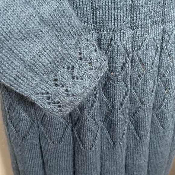 No brand blue wool knit a- line midi mock neck dress size small - Picture 4 of 13